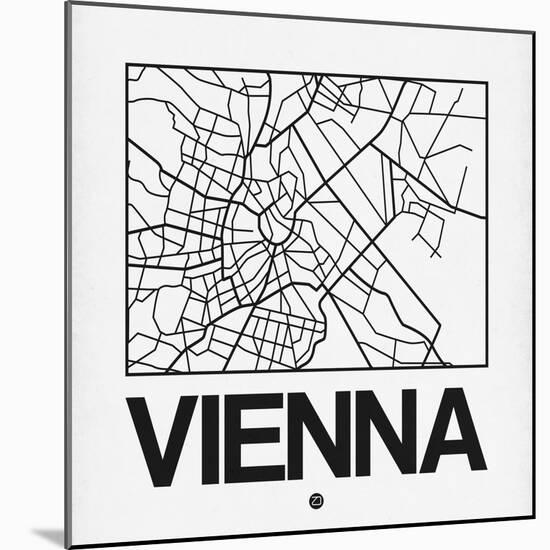 White Map of Vienna-NaxArt-Mounted Art Print