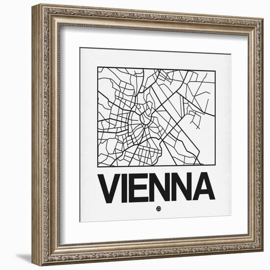 White Map of Vienna-NaxArt-Framed Art Print