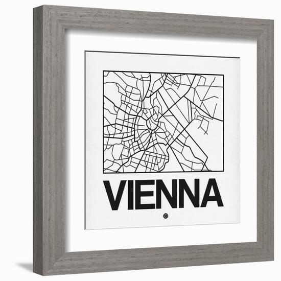 White Map of Vienna-NaxArt-Framed Art Print