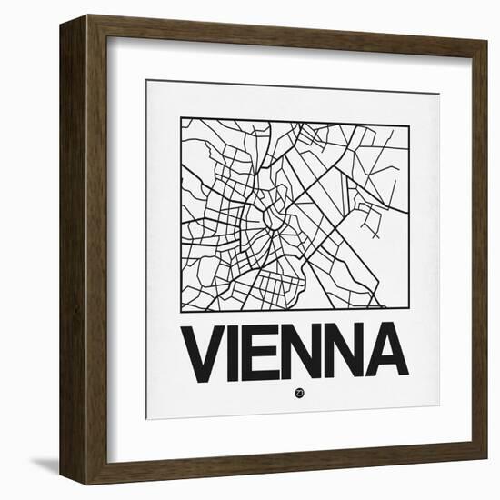 White Map of Vienna-NaxArt-Framed Art Print