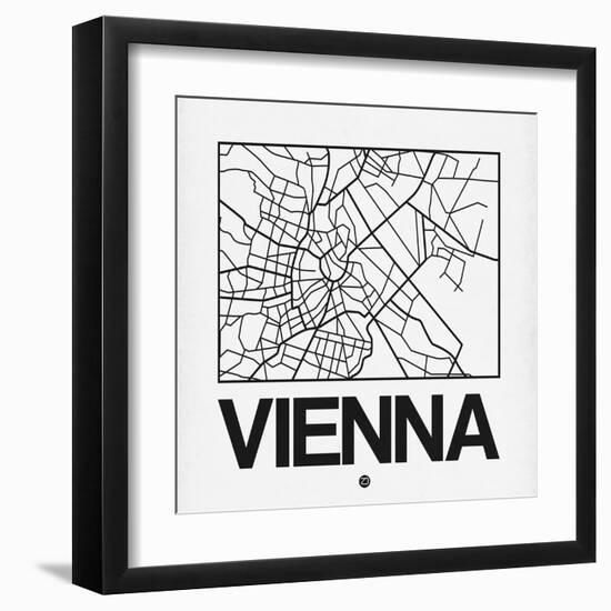 White Map of Vienna-NaxArt-Framed Art Print