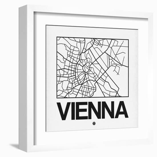 White Map of Vienna-NaxArt-Framed Art Print