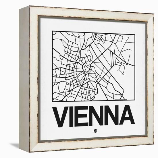 White Map of Vienna-NaxArt-Framed Stretched Canvas