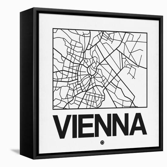 White Map of Vienna-NaxArt-Framed Stretched Canvas