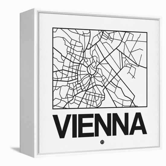 White Map of Vienna-NaxArt-Framed Stretched Canvas