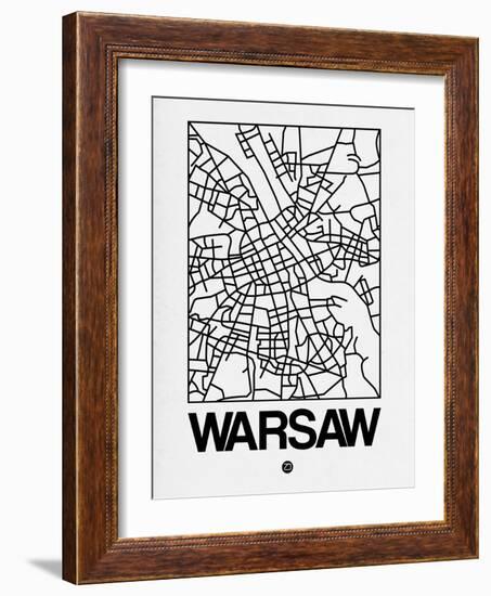 White Map of Warsaw-NaxArt-Framed Art Print