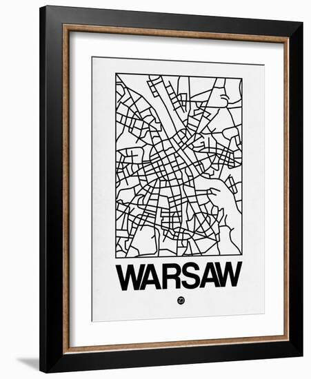 White Map of Warsaw-NaxArt-Framed Art Print