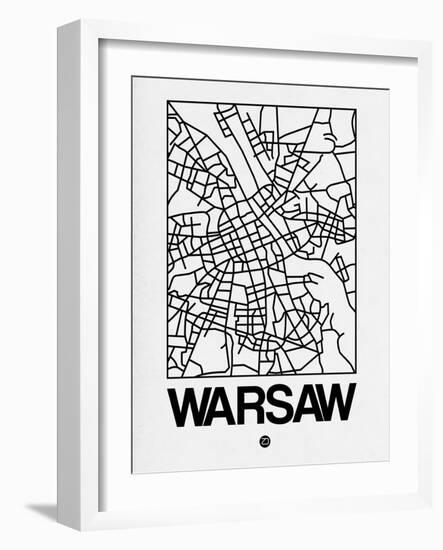 White Map of Warsaw-NaxArt-Framed Art Print