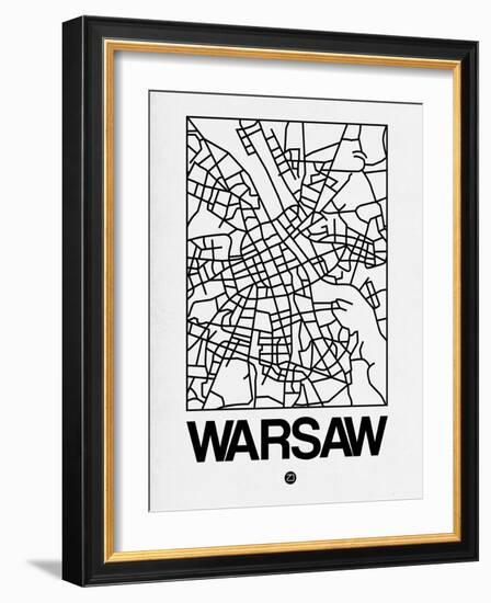 White Map of Warsaw-NaxArt-Framed Art Print