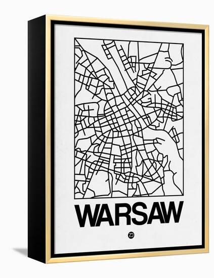 White Map of Warsaw-NaxArt-Framed Stretched Canvas