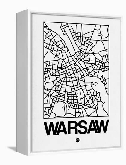White Map of Warsaw-NaxArt-Framed Stretched Canvas