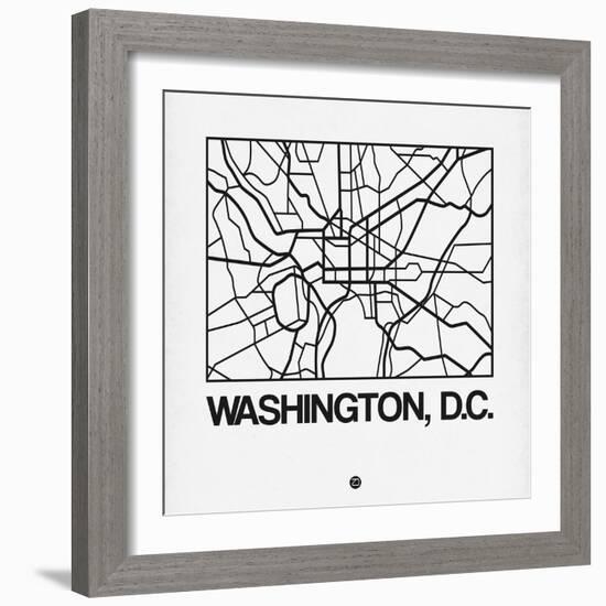 White Map of Washington, D.C.-NaxArt-Framed Art Print