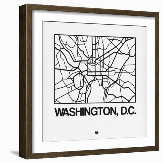 White Map of Washington, D.C.-NaxArt-Framed Art Print