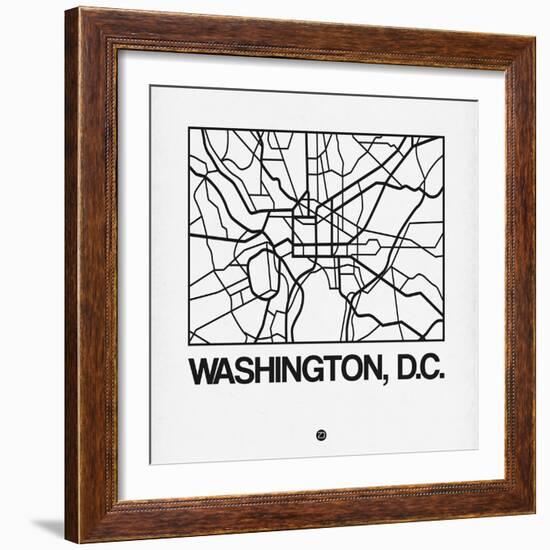 White Map of Washington, D.C.-NaxArt-Framed Art Print