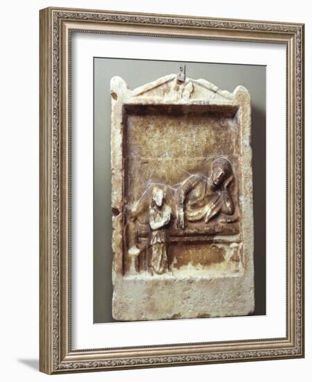 White Marble Funerary Stele, from Melos-null-Framed Giclee Print