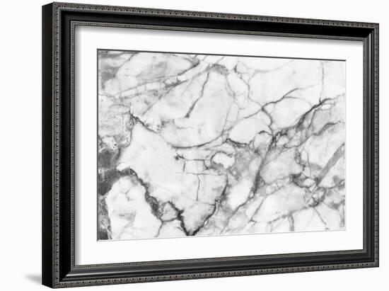 White Marble Texture, Detailed Structure of Marble in Natural Patterned for Background and Design.-noppadon sangpeam-Framed Photographic Print