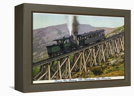 White Mountains, NH - Mt. Washington Cog Train Descending-Lantern Press-Framed Stretched Canvas