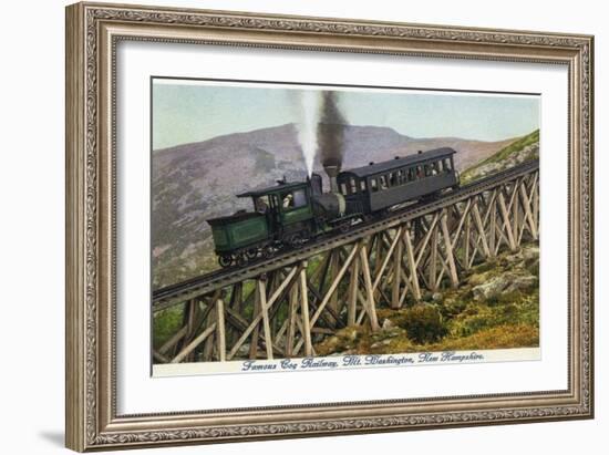 White Mountains, NH - Mt. Washington Cog Train Descending-Lantern Press-Framed Art Print