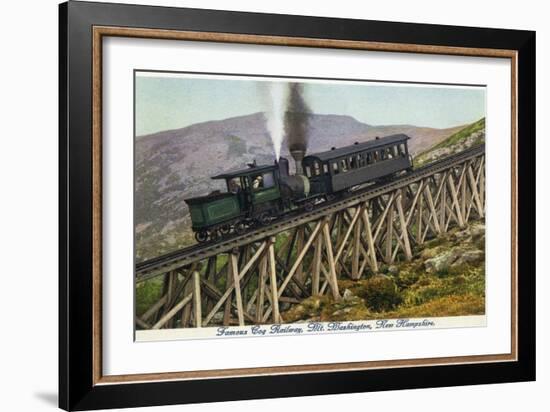 White Mountains, NH - Mt. Washington Cog Train Descending-Lantern Press-Framed Art Print