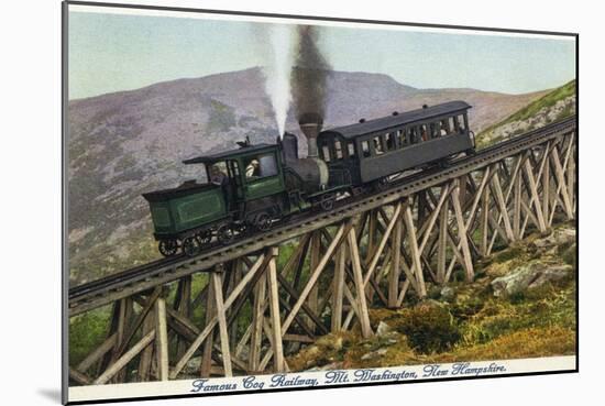 White Mountains, NH - Mt. Washington Cog Train Descending-Lantern Press-Mounted Art Print