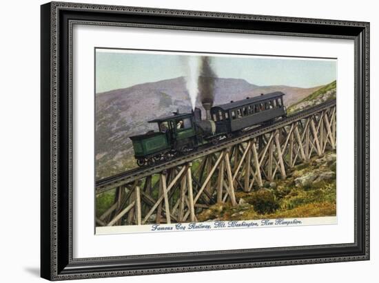 White Mountains, NH - Mt. Washington Cog Train Descending-Lantern Press-Framed Art Print