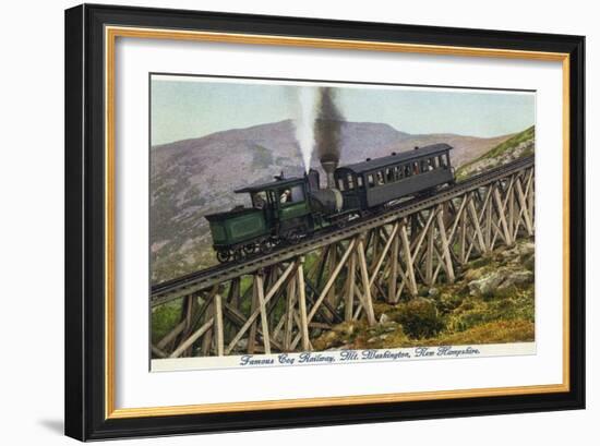 White Mountains, NH - Mt. Washington Cog Train Descending-Lantern Press-Framed Art Print