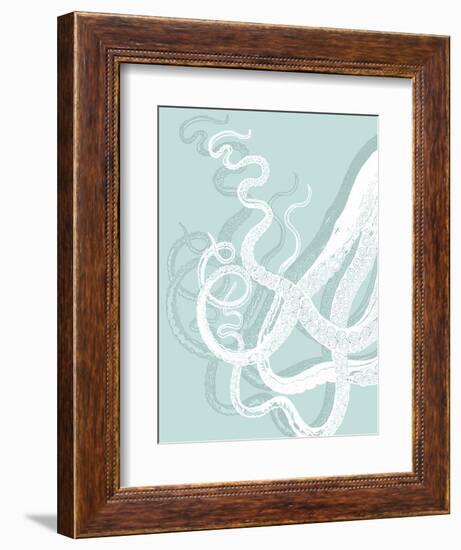 White Octopus on Seafoam c-Fab Funky-Framed Premium Giclee Print