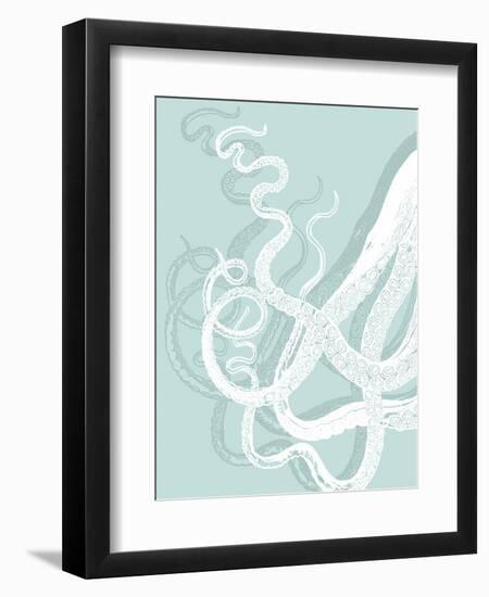 White Octopus on Seafoam c-Fab Funky-Framed Premium Giclee Print