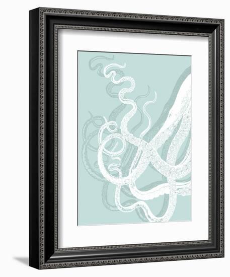 White Octopus on Seafoam c-Fab Funky-Framed Premium Giclee Print