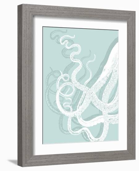 White Octopus on Seafoam c-Fab Funky-Framed Art Print