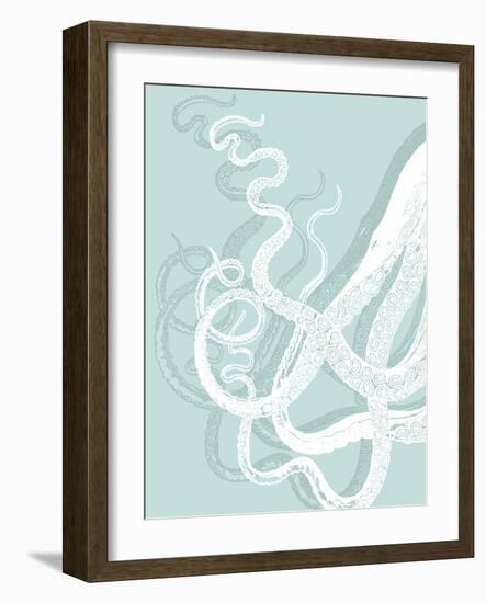 White Octopus on Seafoam c-Fab Funky-Framed Art Print