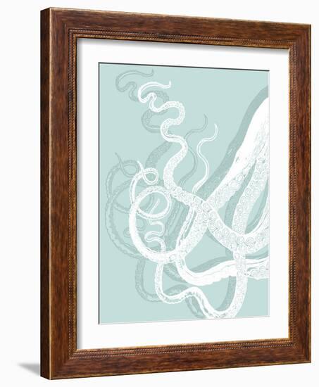 White Octopus on Seafoam c-Fab Funky-Framed Art Print