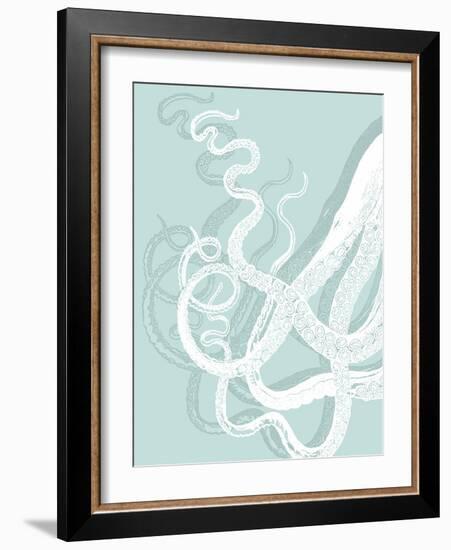 White Octopus on Seafoam c-Fab Funky-Framed Art Print