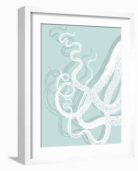 White Octopus on Seafoam c-Fab Funky-Framed Art Print