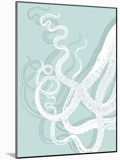 White Octopus on Seafoam c-Fab Funky-Mounted Art Print
