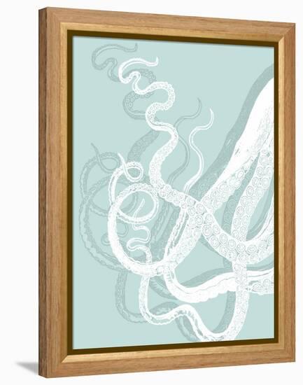White Octopus on Seafoam c-Fab Funky-Framed Stretched Canvas
