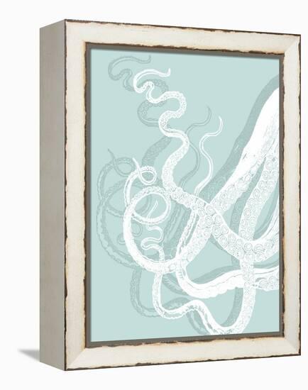 White Octopus on Seafoam c-Fab Funky-Framed Stretched Canvas