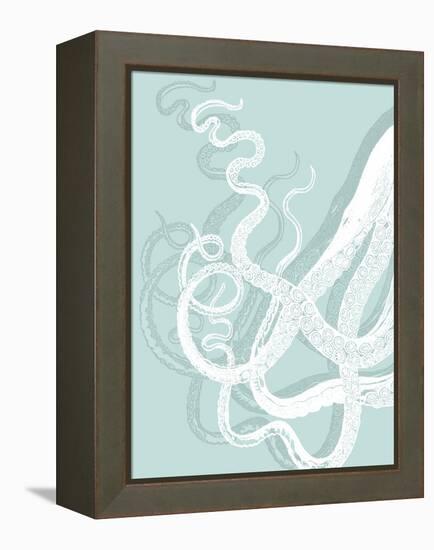 White Octopus on Seafoam c-Fab Funky-Framed Stretched Canvas