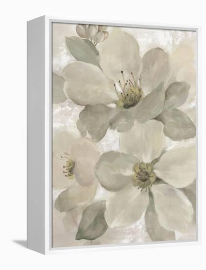 White On White Floral I Crop Neutral-Silvia Vassileva-Framed Stretched Canvas