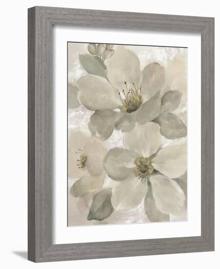 White On White Floral I Crop Neutral-Silvia Vassileva-Framed Art Print