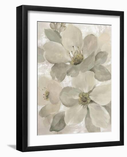 White On White Floral I Crop Neutral-Silvia Vassileva-Framed Art Print