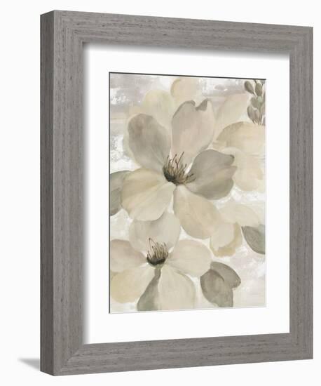 White On White Floral II Crop Neutral-Silvia Vassileva-Framed Premium Giclee Print