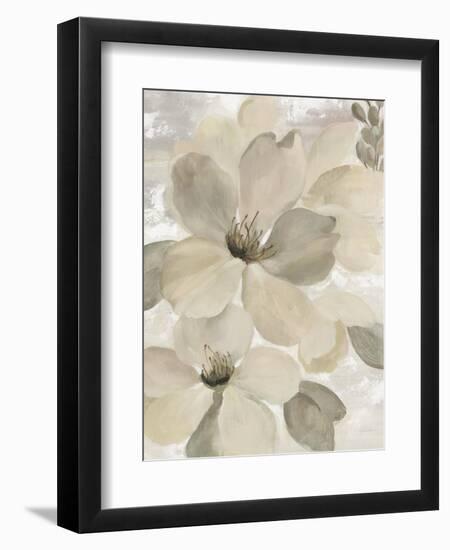 White On White Floral II Crop Neutral-Silvia Vassileva-Framed Premium Giclee Print
