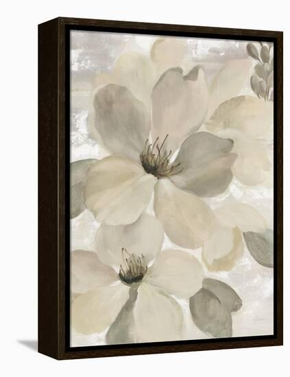 White On White Floral II Crop Neutral-Silvia Vassileva-Framed Stretched Canvas