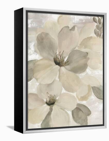 White On White Floral II Crop Neutral-Silvia Vassileva-Framed Stretched Canvas