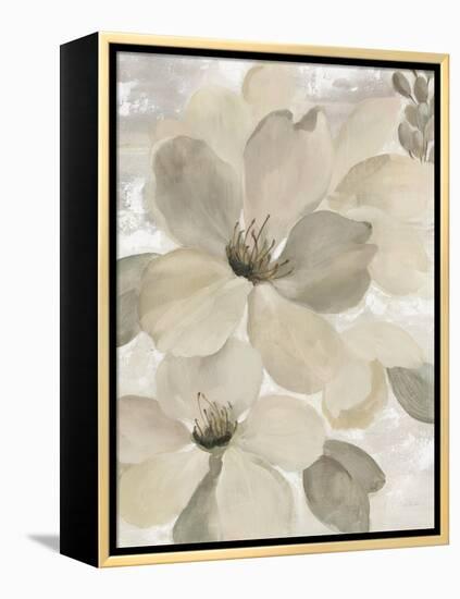 White On White Floral II Crop Neutral-Silvia Vassileva-Framed Stretched Canvas