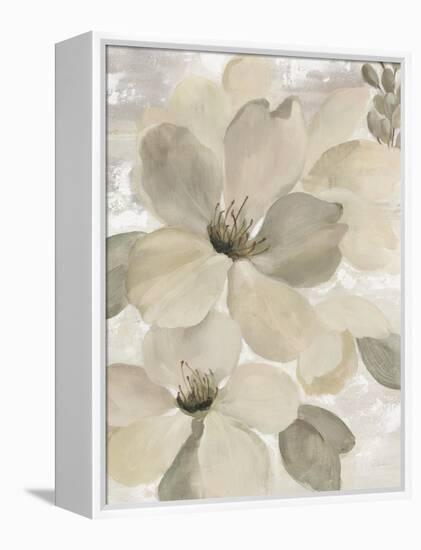 White On White Floral II Crop Neutral-Silvia Vassileva-Framed Stretched Canvas