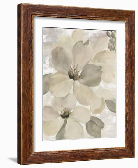 White On White Floral II Crop Neutral-Silvia Vassileva-Framed Art Print