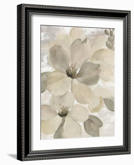 White On White Floral II Crop Neutral-Silvia Vassileva-Framed Art Print