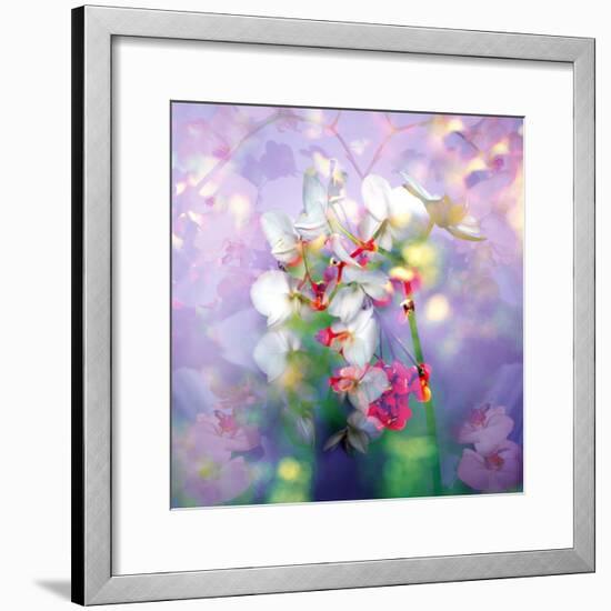 White Orchids in a Vase with Dreamy Texture-Alaya Gadeh-Framed Photographic Print